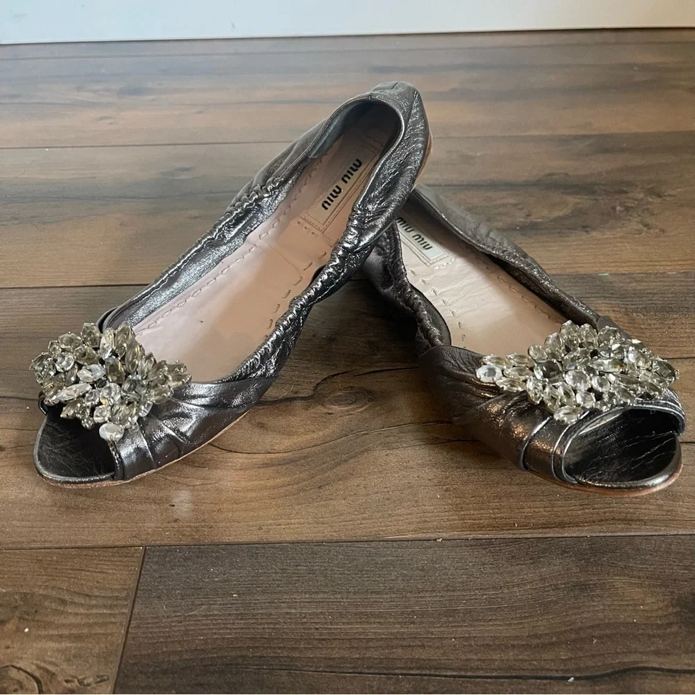 Miu Miu - silver ballerina flats size 36.5 EU​​